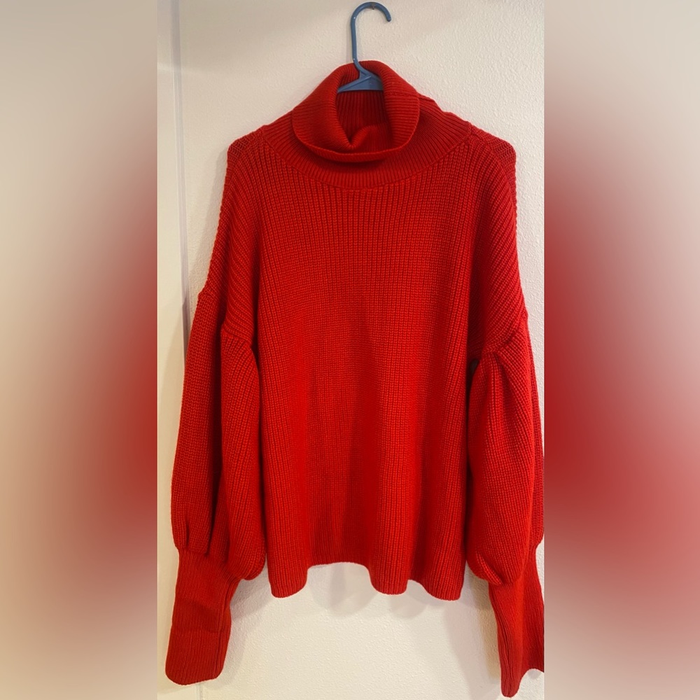 topshop red knit sweater slouchy cowl neck (sz 8)